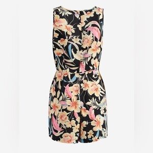 Shoedazzle Botanical Tropical Black Front Tie Wrap Romper